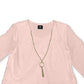 JM Collection Women's Rolled-Tab-Sleeve Necklace Top Pink Size Large