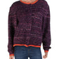 Free People Women's Marled Contras Trim Cardigan Sweater Purple Size Large