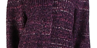 Free People Women's Marled Contras Trim Cardigan Sweater Purple Size Large