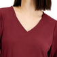 JM Collection Women's Puff-Sleeve V-Neck Top  Wine Size Small