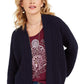 Style & Co Women's Chunky Cable-Knit Open-Front Cardigan Navy Size Large