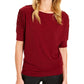 Michael Kors Women's Short Sleeve Jewel Neck Top Red Size Petite S