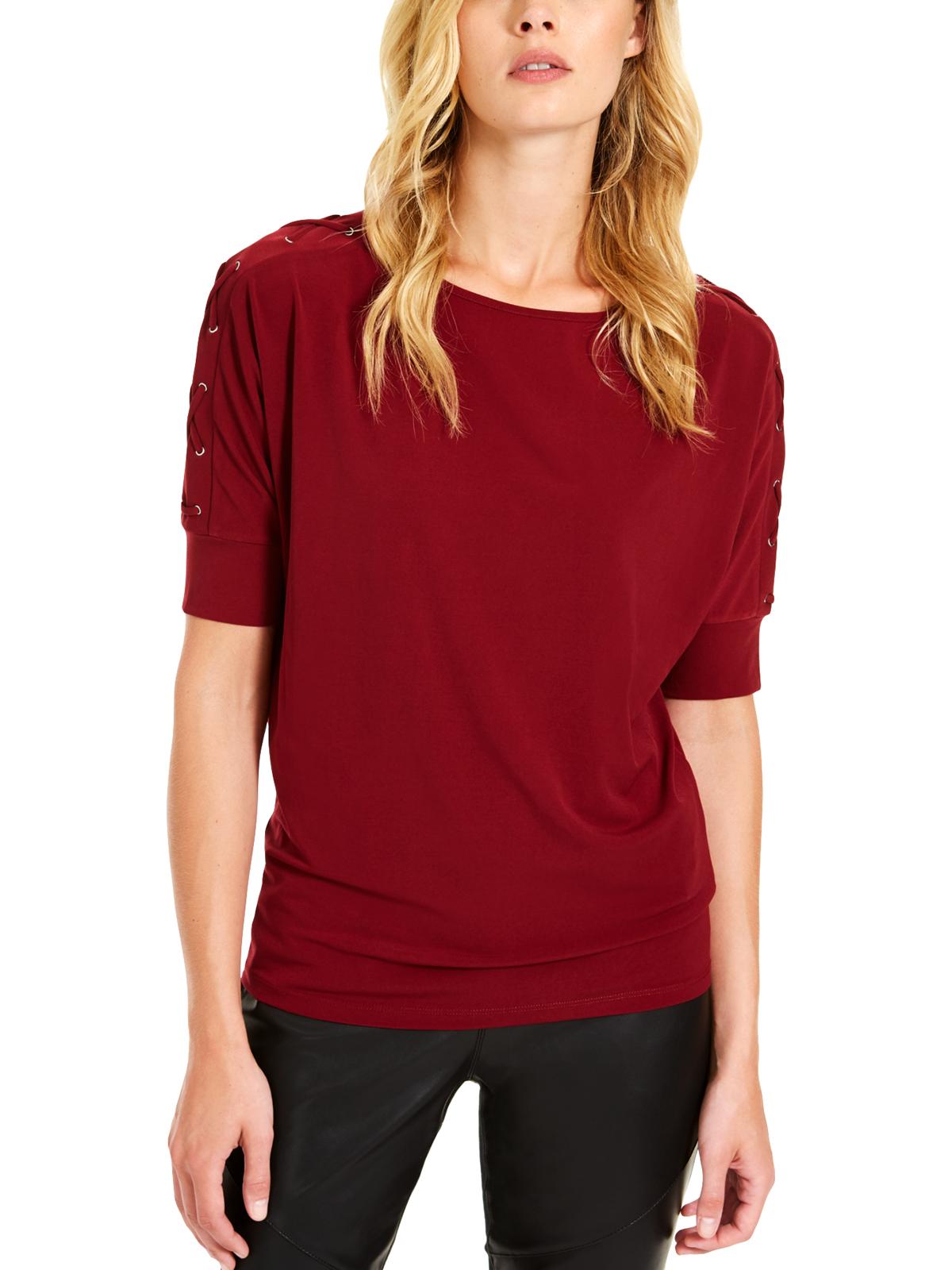 Michael Kors Women's Short Sleeve Jewel Neck Top Red Size Petite S