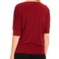Michael Kors Women's Short Sleeve Jewel Neck Top Red Size Petite S
