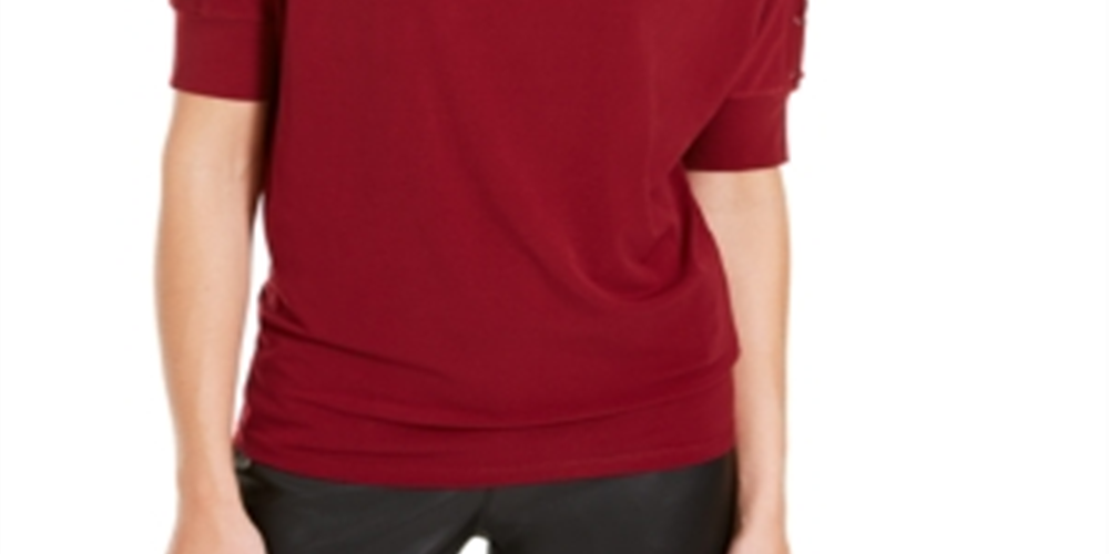 Michael Kors Women's Short Sleeve Jewel Neck Top Red Size Petite S