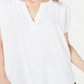 Alfani Women's V Neck Textured Top White Size Petite L