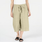 JM Collection Women's Tie Front Textured Capri Pants Sand Light Size Petite L