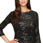 Alex Evenings Women's Bell-Sleeve Sequined Lace Blouse Charcoal Size X-Large
