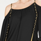 INC International Concepts Women's Tasseled Cold Shoulder Top Black Size Petite S