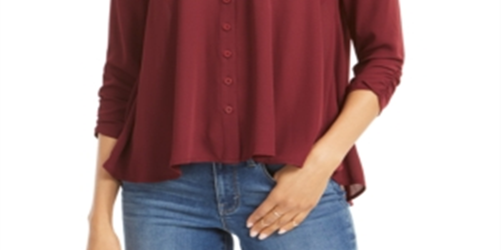 Style & Co Women's Swing Blouse Wine Size -Petit XL
