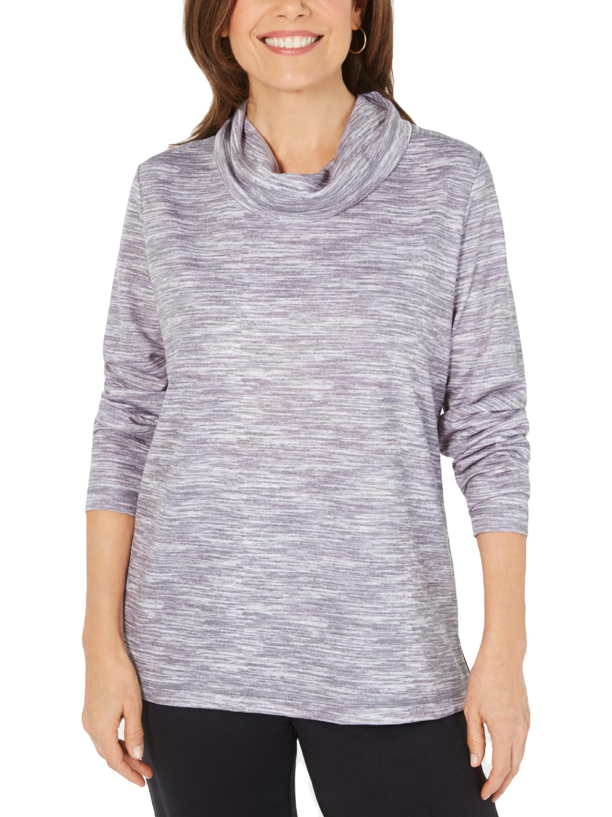 Karen Scott Women's Sports Heathered Turtleneck Sweatshirt Gray Size Petite Large