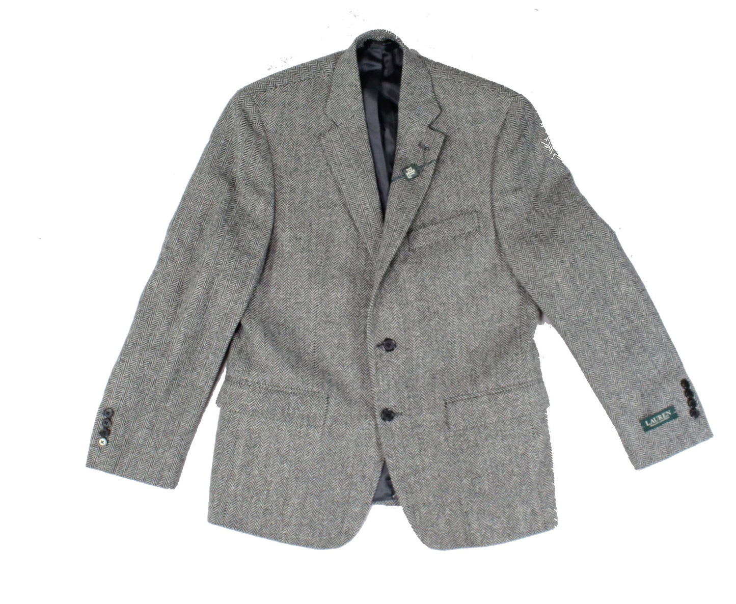 Ralph Lauren Men's Suit Jacket Notch Collar Wool Black Size 44 S