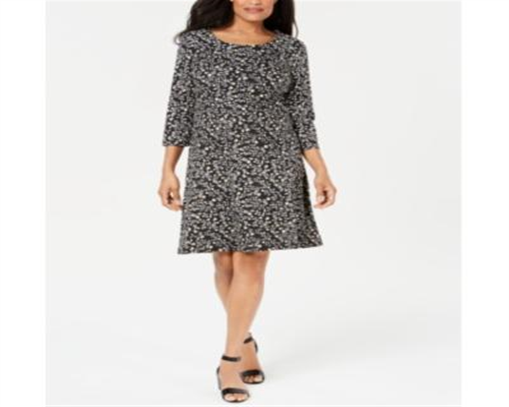 Karen Scott Women's Floral Print Swing Dress Black Size Petite L