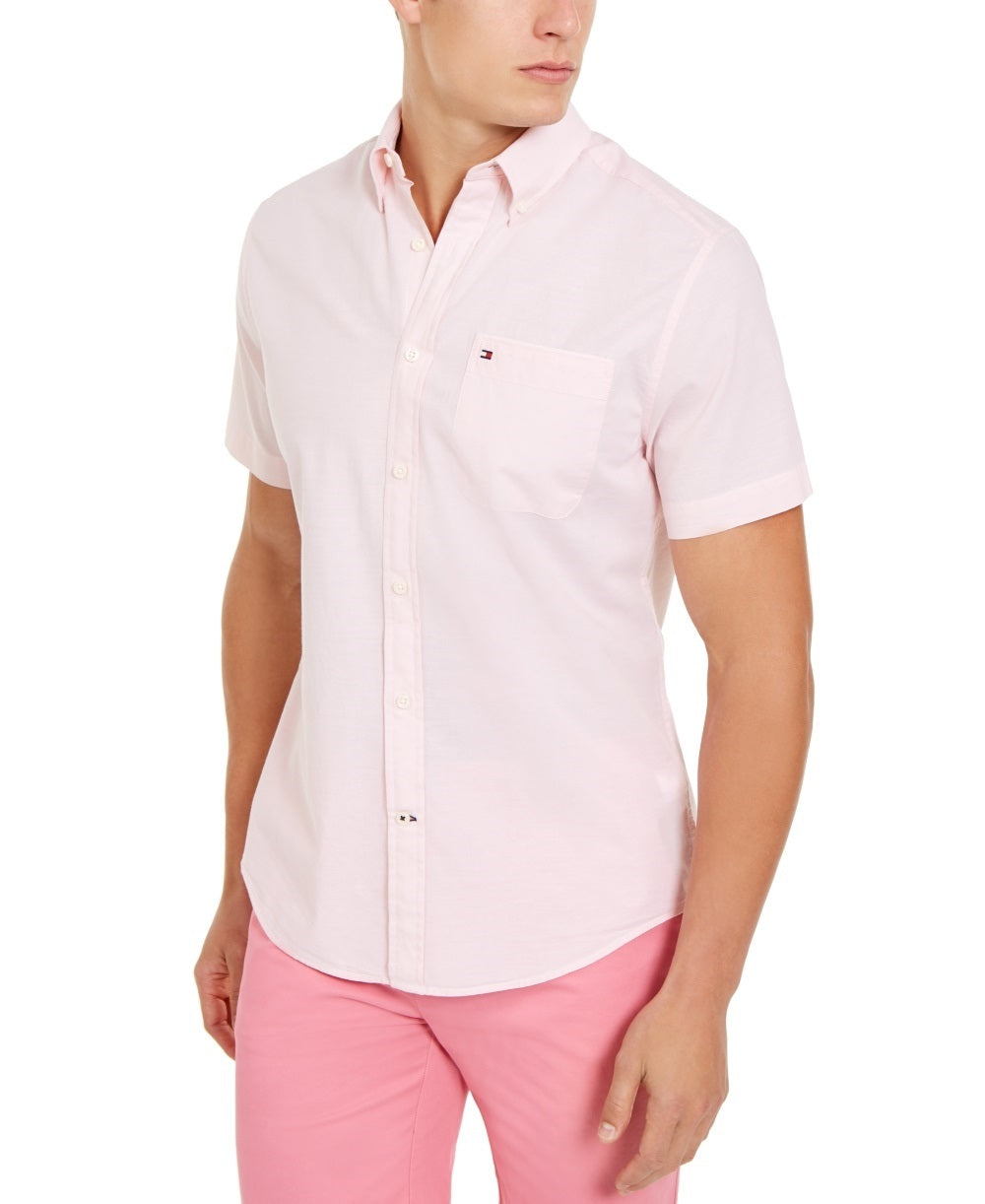 Tommy Hilfiger Men's Wainwright Custom-Fit Solid Shirt Pink Size XX-Large