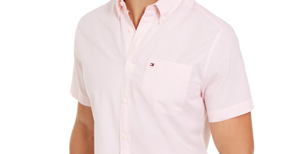 Tommy Hilfiger Men's Wainwright Custom-Fit Solid Shirt Pink Size XX-Large
