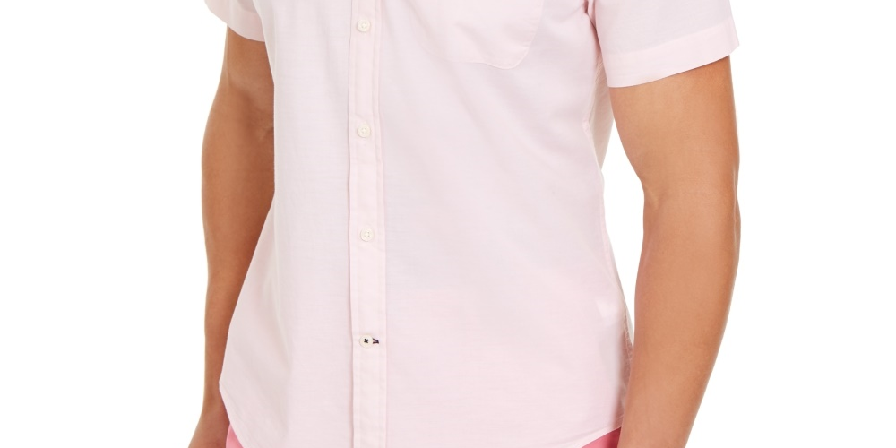 Tommy Hilfiger Men's Wainwright Custom-Fit Solid Shirt Pink Size XX-Large