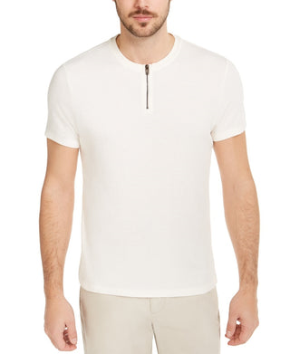 Alfani Men's Quarter-Zip Terry T-Shirt Beige Size X-Large