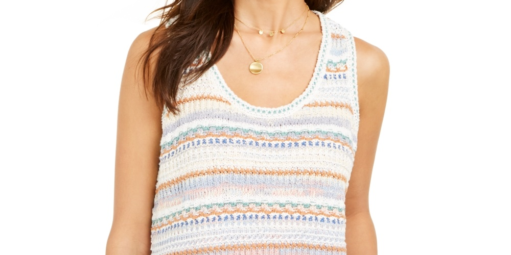 Style & Co Women's Crochet Tank Top Green Size Large