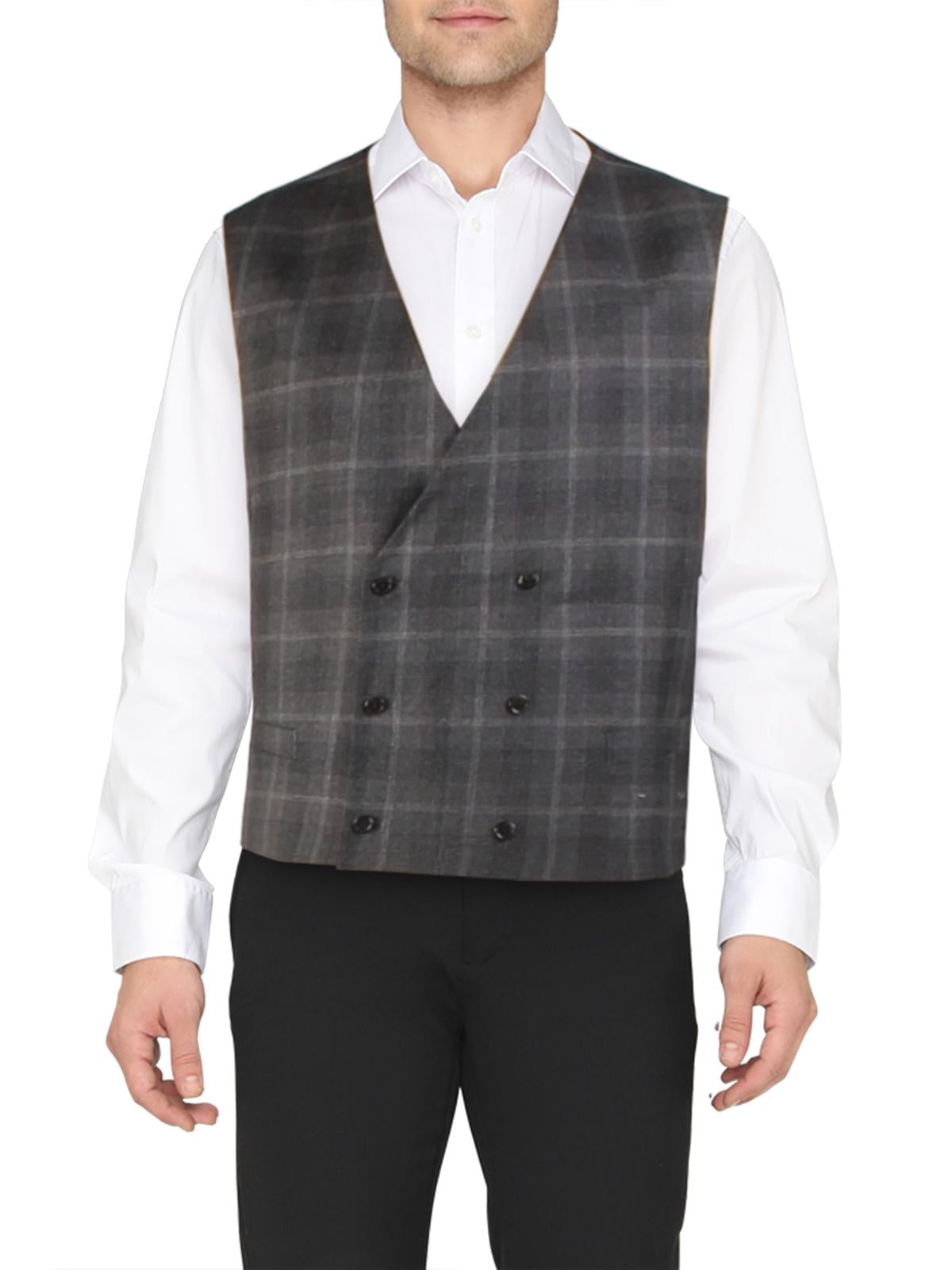Ralph Lauren Men's Wool Blend Plaid Suit Vest Black Size Size X-Large
