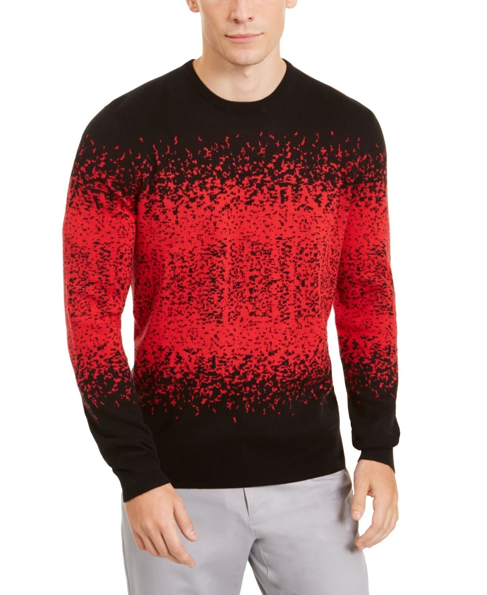 Alfani Men's Ombre Rib Crewneck Sweater Red Size Small