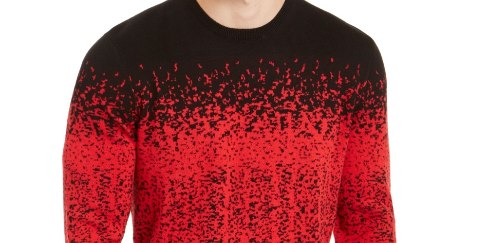 Alfani Men's Ombre Rib Crewneck Sweater Red Size Small