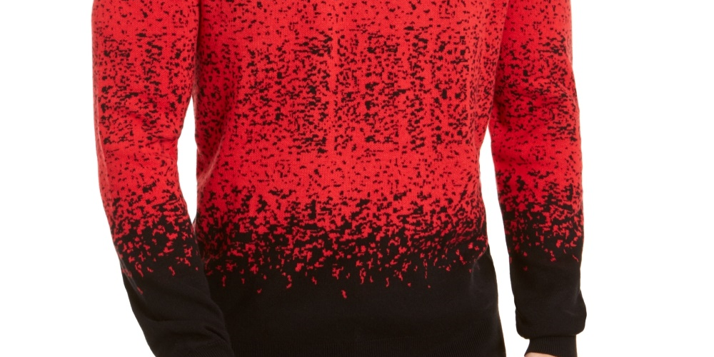 Alfani Men's Ombre Rib Crewneck Sweater Red Size Small