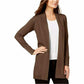 JM Collection Women's Open Front Cardigan Brown Size Petite S