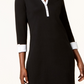 Karen Scott Women's Contrast Trim Cotton Shirtdress  Black Size Petite Small