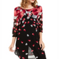 Alfani Women's Printed 3/4 Sleeve Tunic Pink-Black  Size Petite S