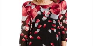 Alfani Women's Printed 3/4 Sleeve Tunic Pink-Black  Size Petite S