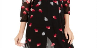 Alfani Women's Printed 3/4 Sleeve Tunic Pink-Black  Size Petite S