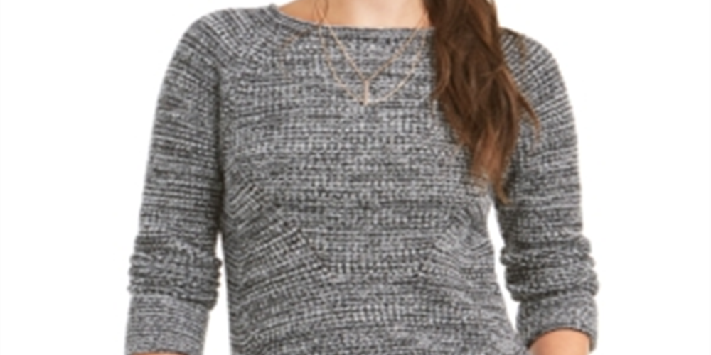 Style & Co Women's Marled Knit Sweater Black Size Petite XL