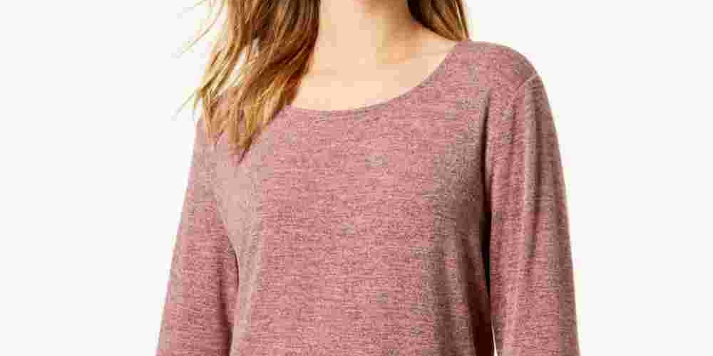 Style & Co Women's Tiered Sleeve Top Red Size Medium