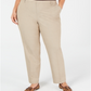 Charter Club Women's Plus Slim Leg Ankle Pants Khaki Size 14W