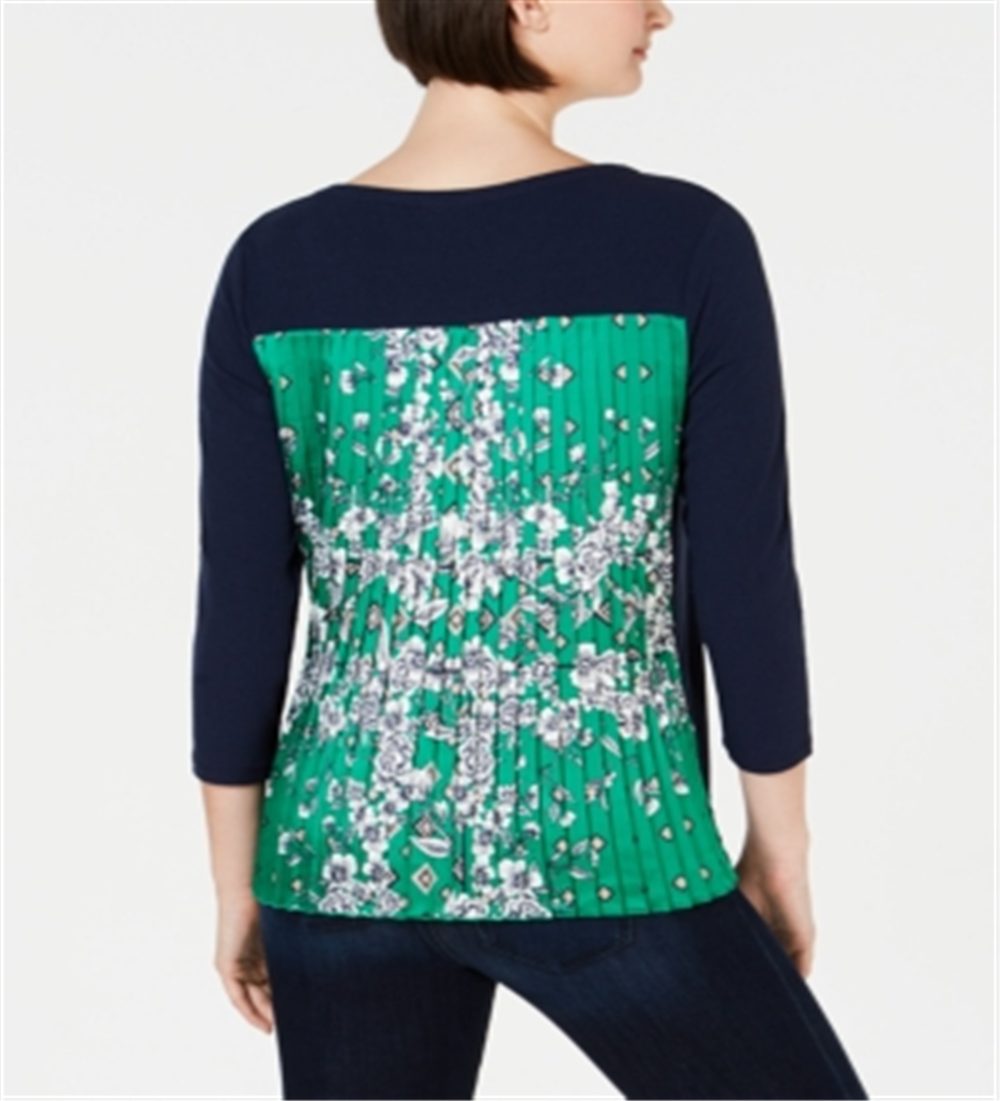 Charter Club Women's Pleated Back Top Blue Size Petite XL