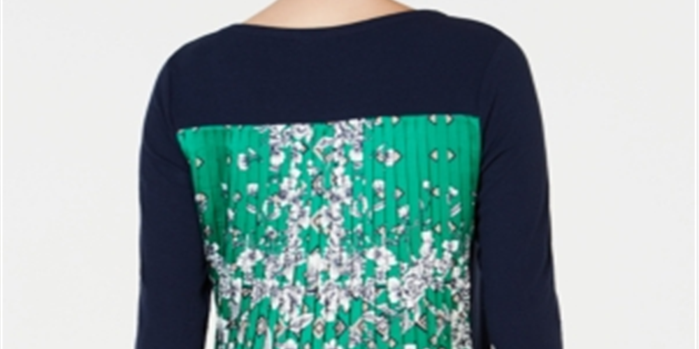 Charter Club Women's Pleated Back Top Blue Size Petite XL