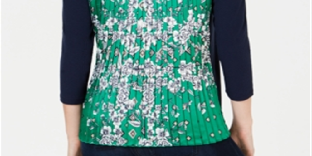 Charter Club Women's Pleated Back Top Blue Size Petite XL