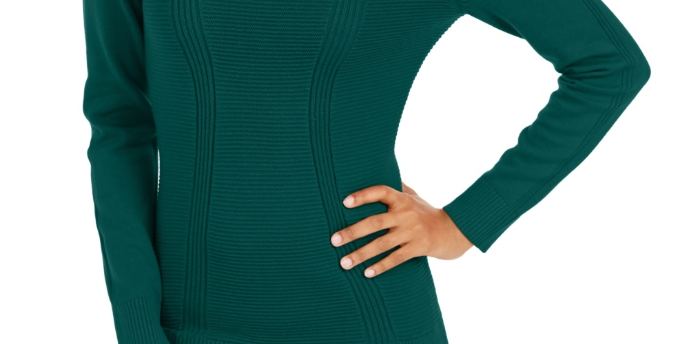 Style & Co Women's Mixed Stitch Sweater Green Size X-Small