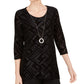 JM Collection Women's Velvet Necklace Top Black Size Small