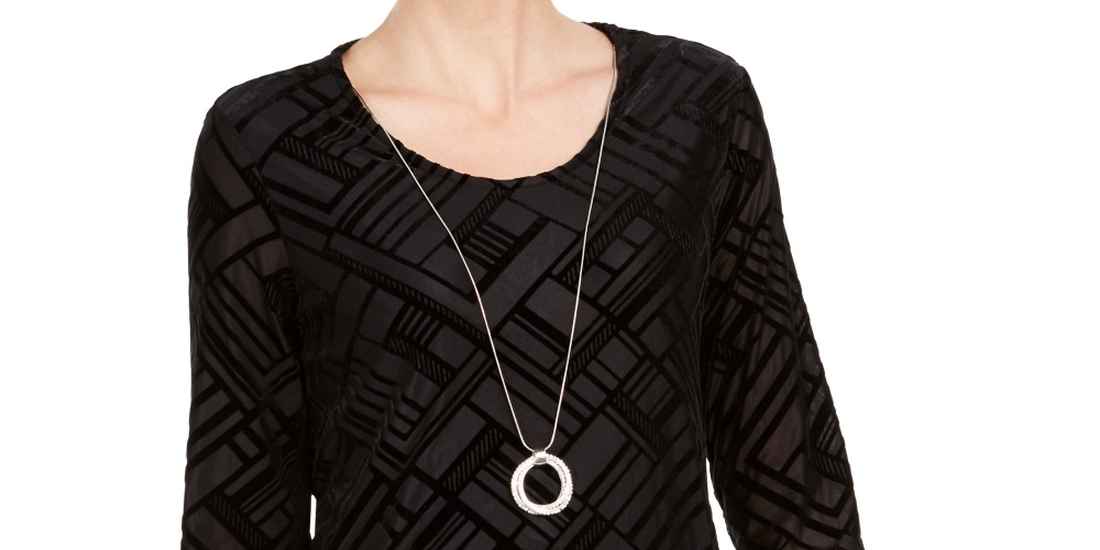 JM Collection Women's Velvet Necklace Top Black Size Small