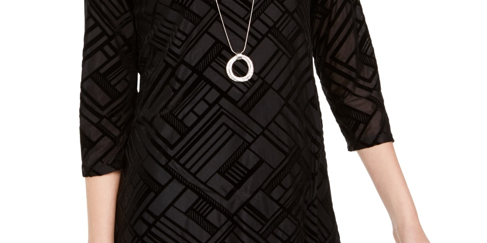 JM Collection Women's Velvet Necklace Top Black Size Small