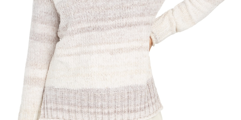 Style & Co Women's Chenille Space Dyed Sweater  White Size X-Small