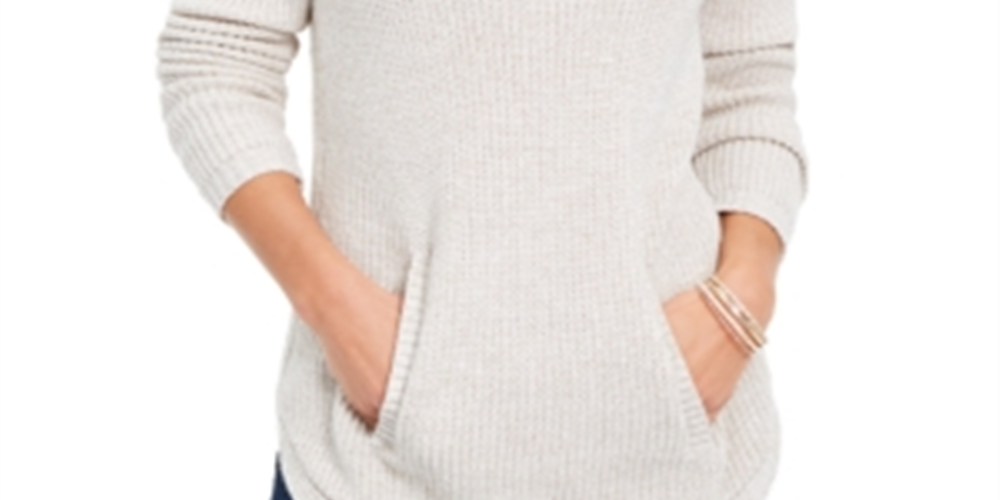 Style & Co Women's Envelope Neck Sweater Creme Size PP