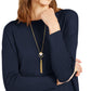 Style & Co Women's Seam front Long Sleeve Boat Neck Tunic Sweater Blue Size Petite X-Large