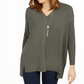 Style & Co Women's V Neck Tunic Green Size Petite M