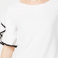 John Paul Richard Women's Piped Ruffle Sleeve Top White Size Petite XS