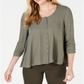 Style & Co Women's Swing Blouse Olive Size Petite M