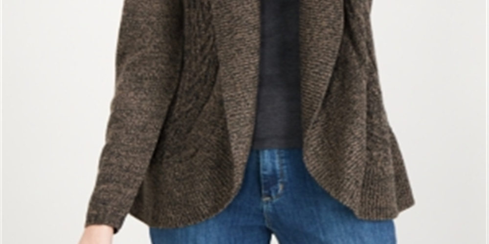 Karen Scott Women's Cocoon Cardigan Java Brown Size Petite S