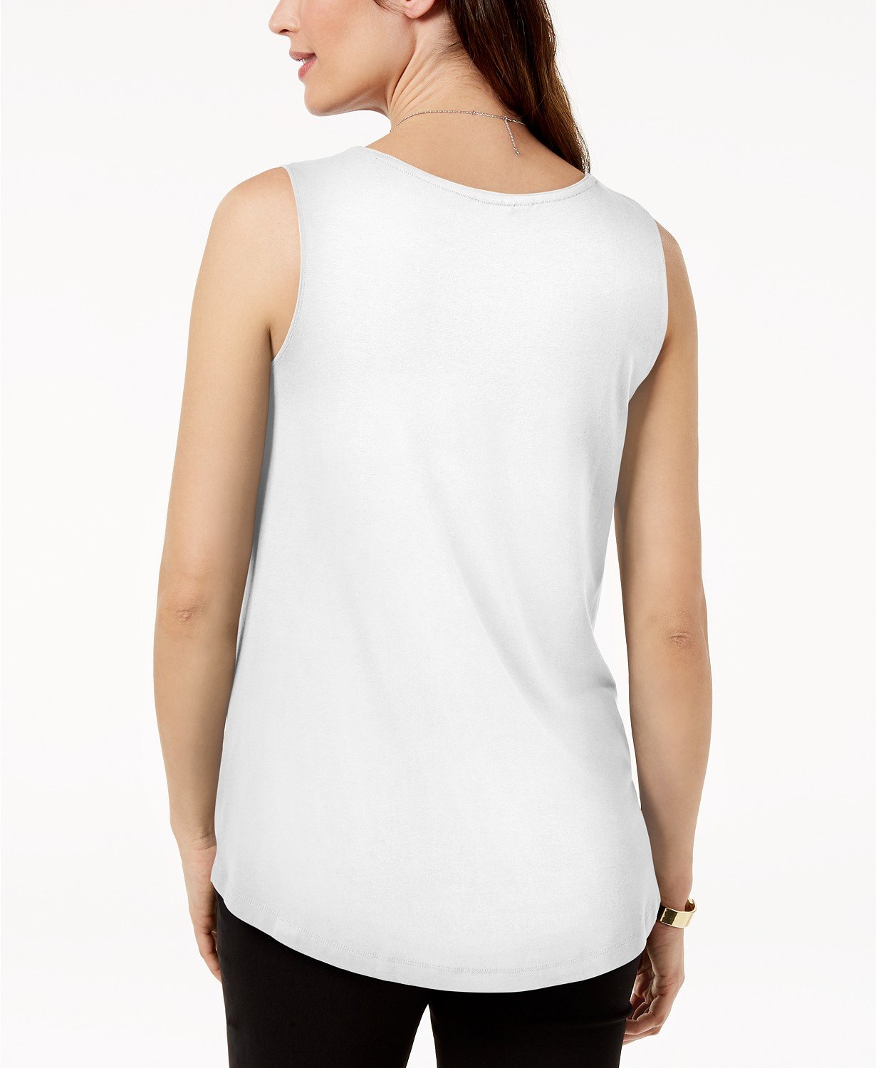 JM Collection Women's Scoop Neck Tank Top White Size Petite L