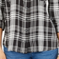 Style & Co Women's Plaid Button up Shirt Black Size Petite S